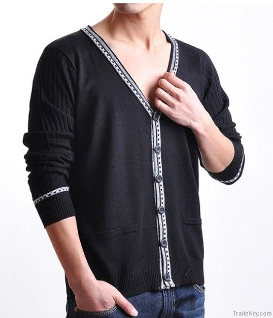 men's 100% cotton knitted cardigan