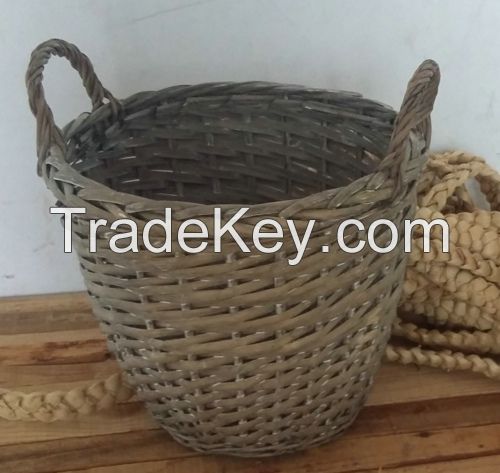 Round  wicker  flower pot wicker baskets with plastic lining garden baskets