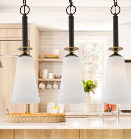 American-style Steel Body Glass Shade Material Dinning-room Cafe Small Bar Pendant Light