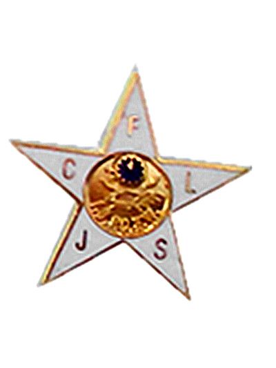 c,f,l,j,s  five-pointed star badges