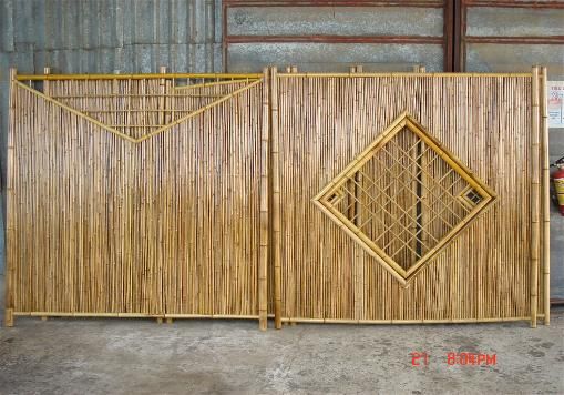 bamboo full fence panel with V lattice