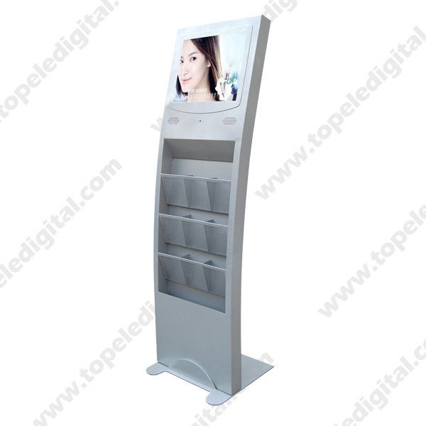 15inch 3G WIFI wireless floor-standing totem kiosk touch screen with brochure holder