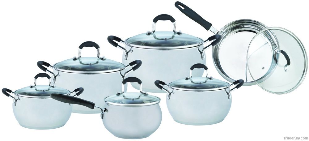 12pcs apple shape cookware set with silicon handle