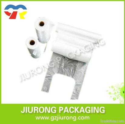 Disposable plastic different color t shirt bag on roll