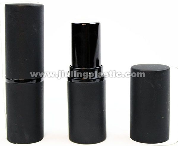 matte black Round shape empty Plastic lipstick tube