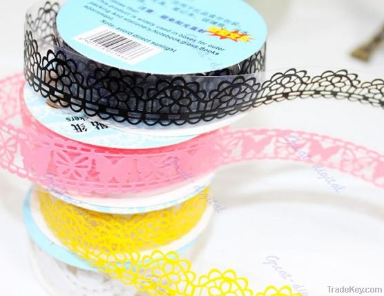 Free Shipping 7Pcs/Lot DIY Diary Hollow Decorative Stickers Lace Tape