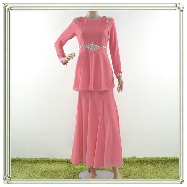 High quality beaded chiffon plus size muslim women clothing