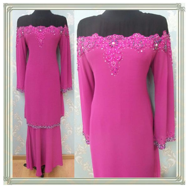 Transend lace with beads baju kurung design