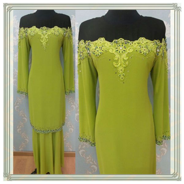 Transend lace with beads baju kurung design