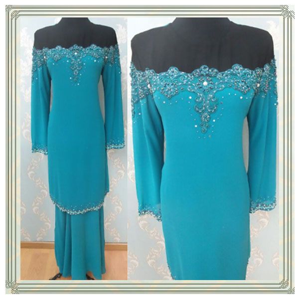 Transend lace with beads baju kurung design