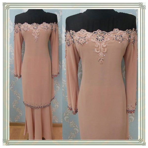 Transend lace with beads baju kurung design