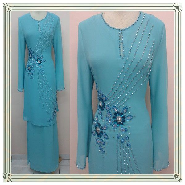 Costomized chiffon new design beading kurung