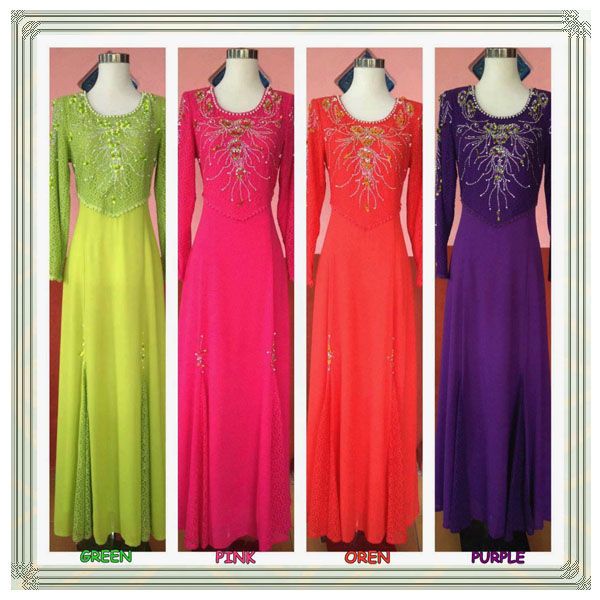 New fashion lace with stone islamic dress