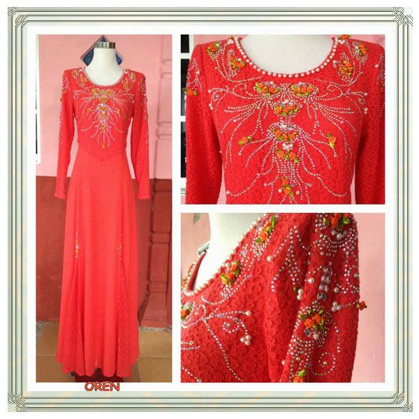 New fashion lace with stone islamic dress