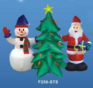 Inflatable Santa tree and snowman