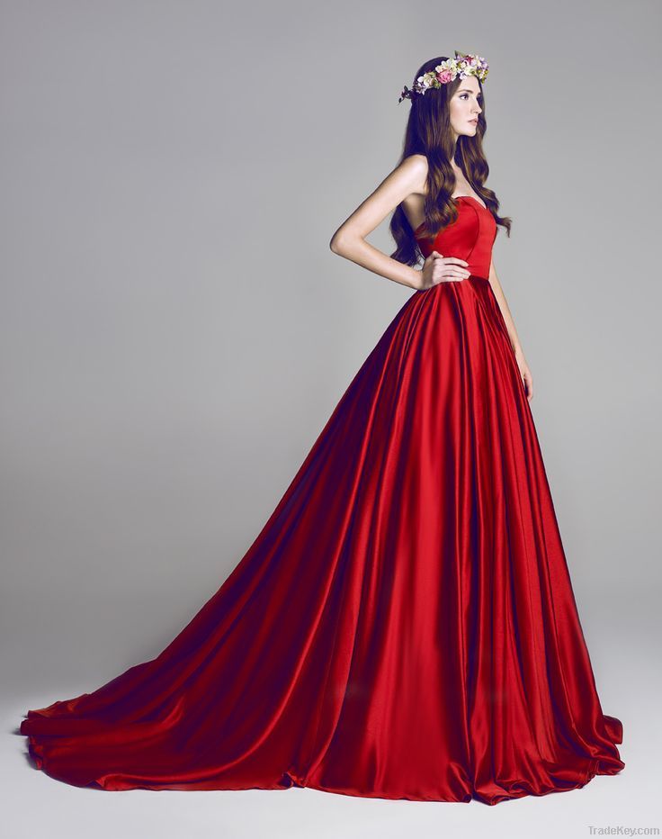 Hot Sale Sweetheart Dark Red Sleeveless Elegant Wedding Gown