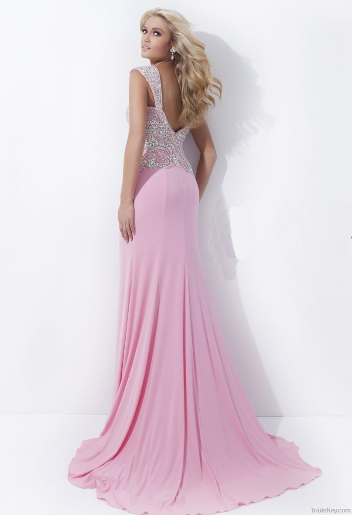 Hot Sale High Quality Chiffon Pink Sexy Prom Dress