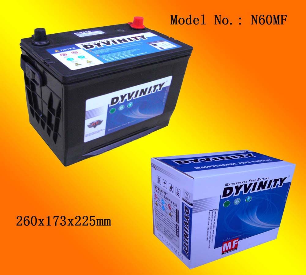 DYVINITY auto batteries 12V 60AH 65D26 mf78-60