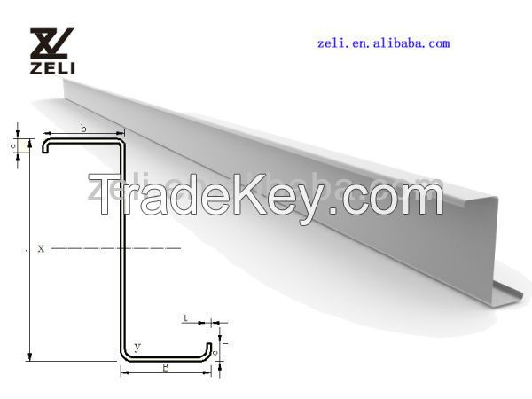 Galvanized steel z profile z purline z beam z section z channel