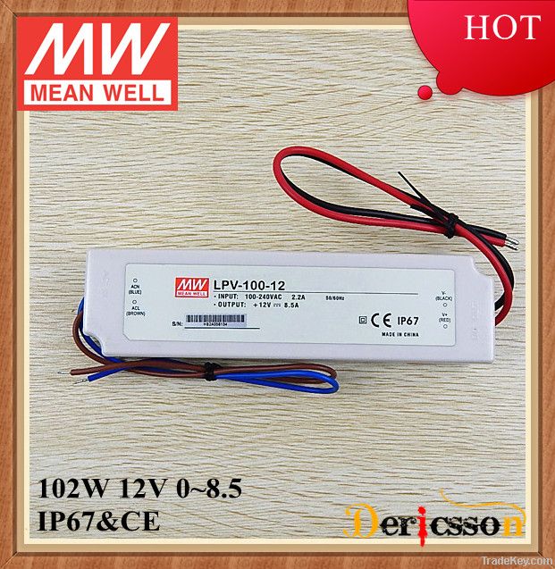 MEAN WELL 12V 8.5A IP 67 100W LED Power Supply LPV-100-12