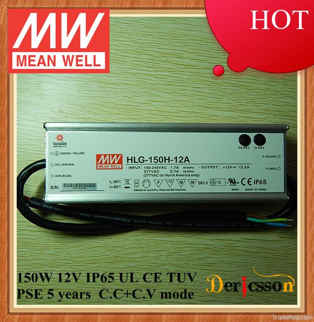 MEAN WELL 150W 12V LED Driver PFC UL PSE TUV 5 years Warranty HLG-150H