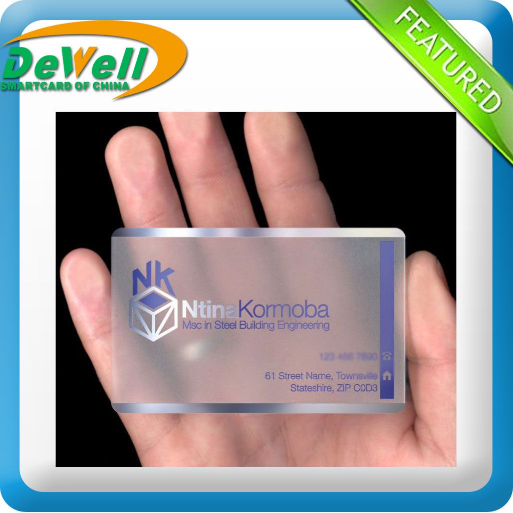 pvc transparent matte surface plastic business card with hologram