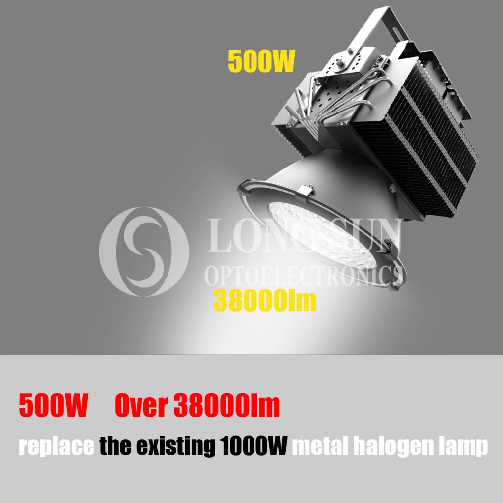 500Watt high brightness high power industrial led flood light/led high bay light with 5 years warranty and meanwell driver