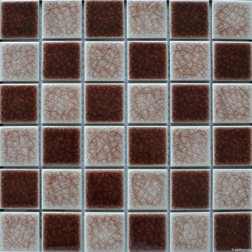 2013 new item 48*48mm ice crackle ceramic tile mosaic, porcelain mosaic