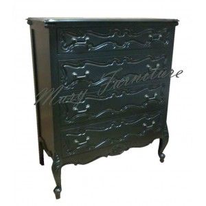 FRENCH BLACK CHEST OF DRAWERS