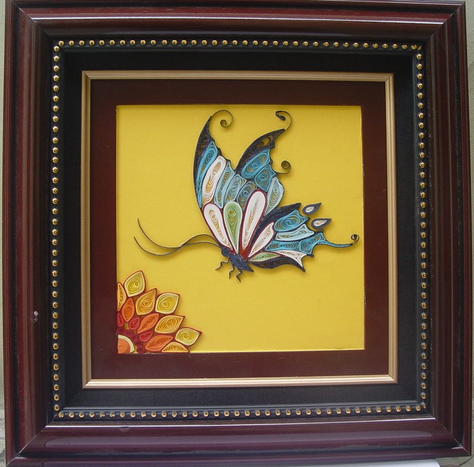 handmade quilling paper card, animal quilling art picture