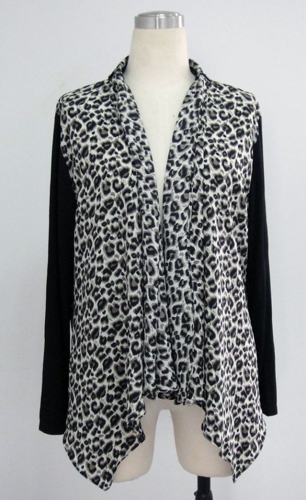 Leopard Print Woven and Knitted Top