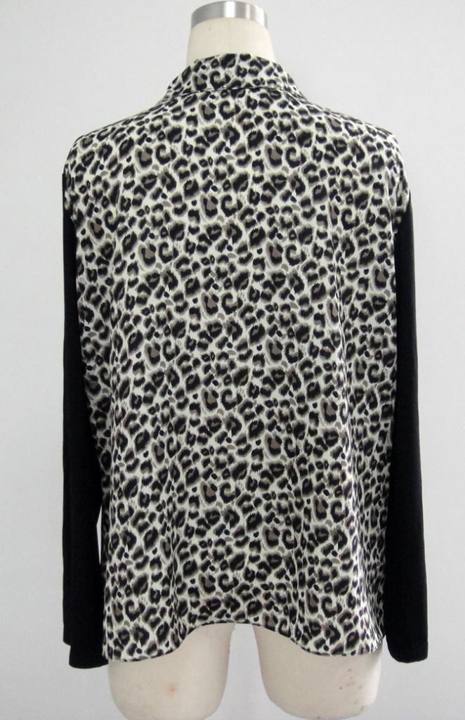 Leopard Print Woven and Knitted Top