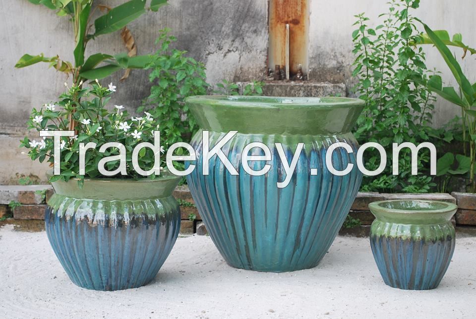 glazed garden pottery pots