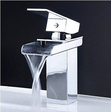 Chrome Finish Single Handle Waterfall Bathroom Faucet, FM-1002-02