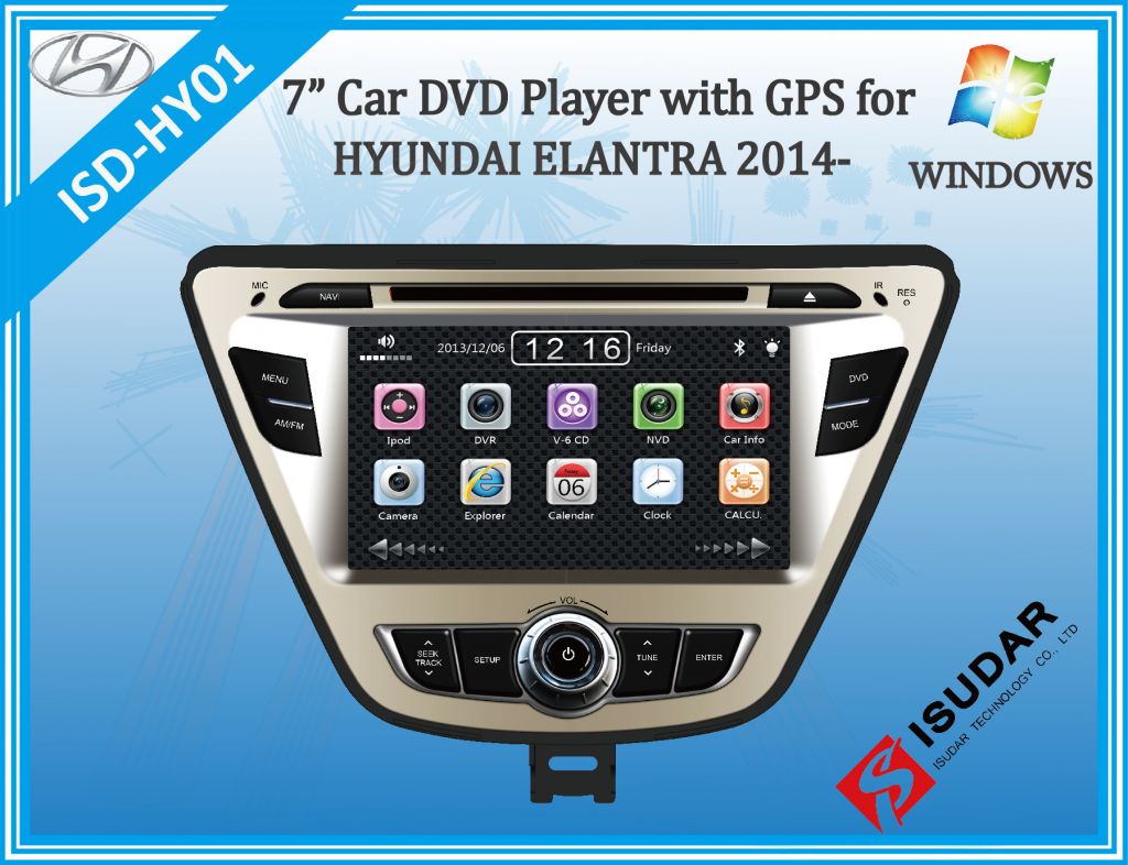 7 inch Wince 6.0 car dvd player with GPS for HYUNDAI ELANTRA 2014-