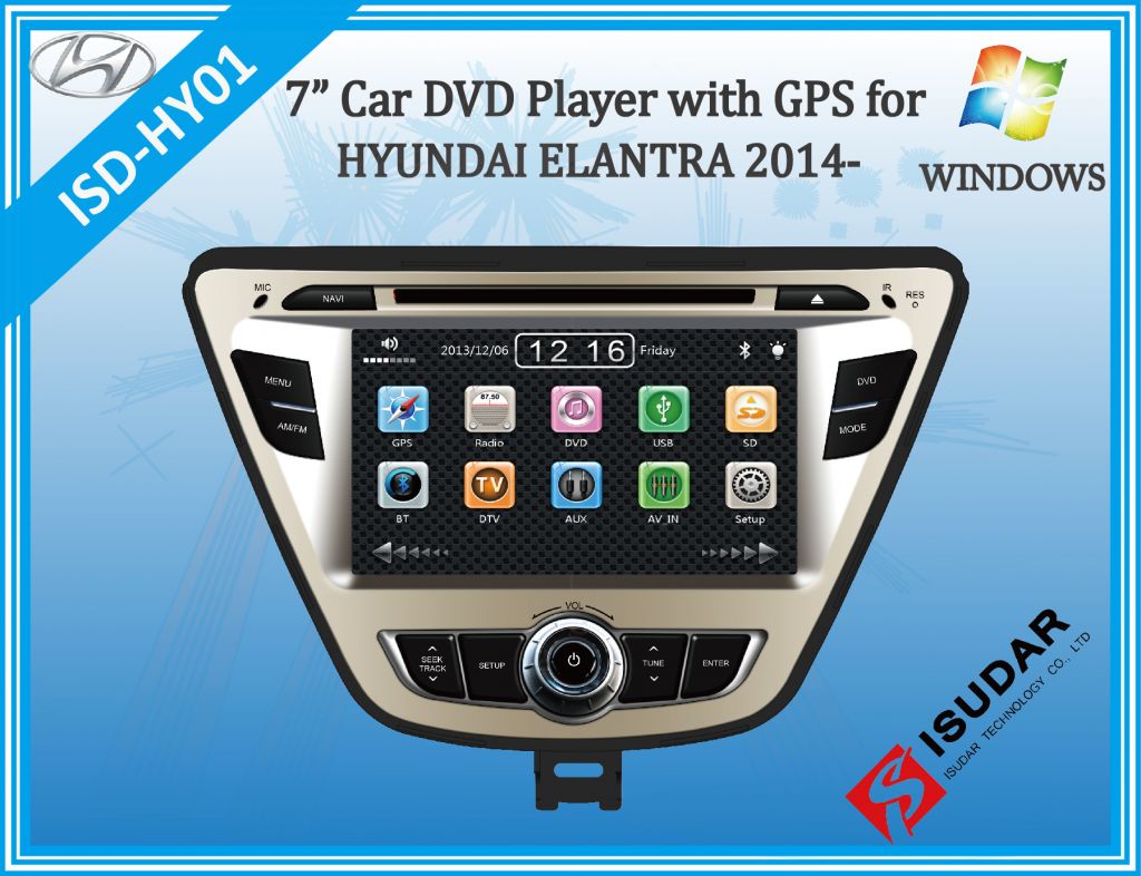 7 inch Wince 6.0 car dvd player with GPS for HYUNDAI ELANTRA 2014-