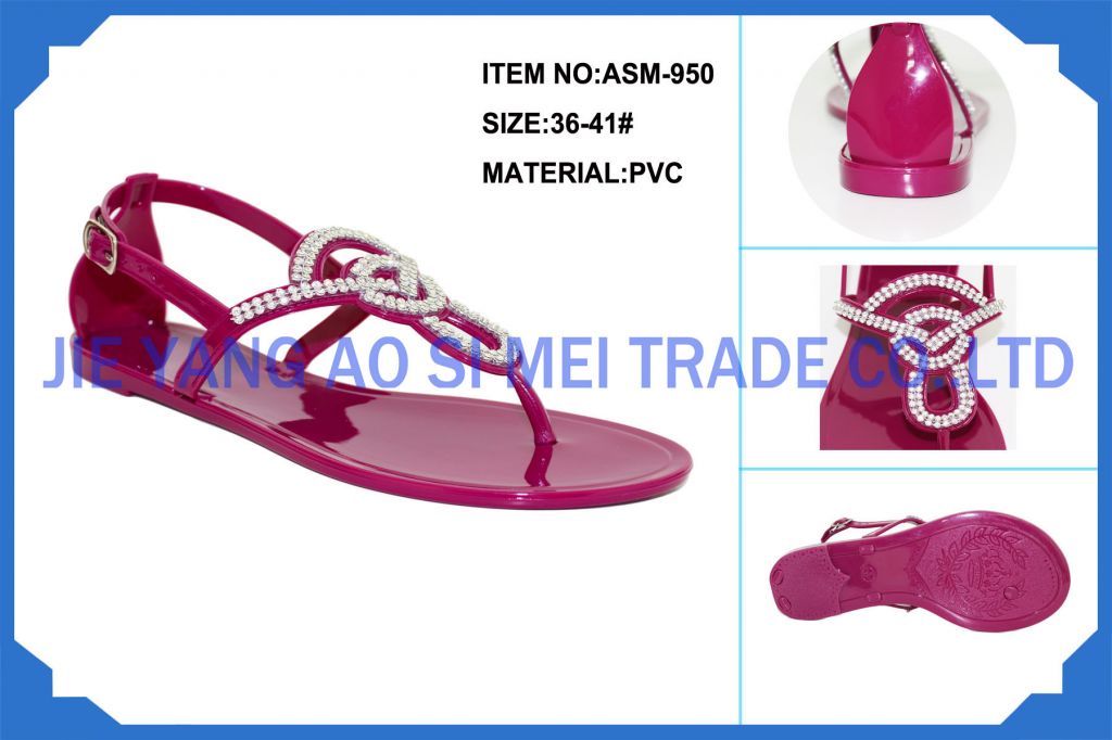 2014 new girl shoes new design fashion sandals for PVC slippers ASM-950