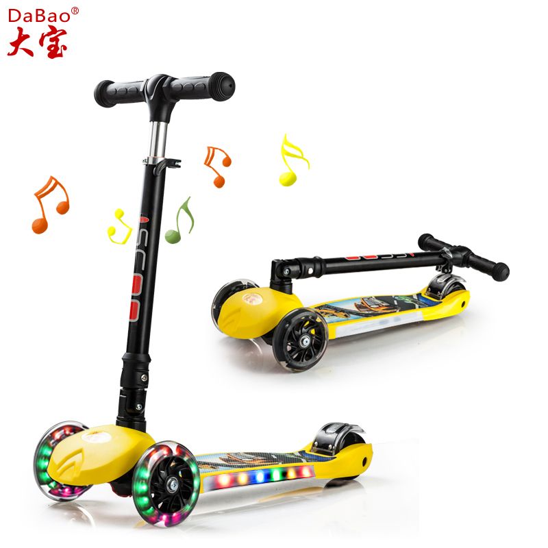 3 wheel folding mini kids kick scooter for children with flash light and music