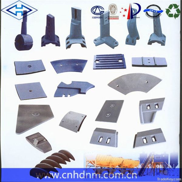 pan concrete mixer paddle tips, side wall liner plate
