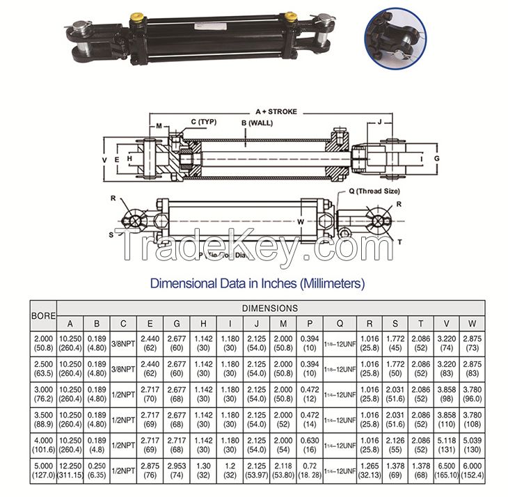 TR Tie-Rod agricultural double acting hydraulic cylinders