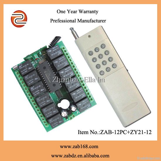 ZAB-12PC+ZY21-12, 3KM, 12CH, universal RF transmitter receiver