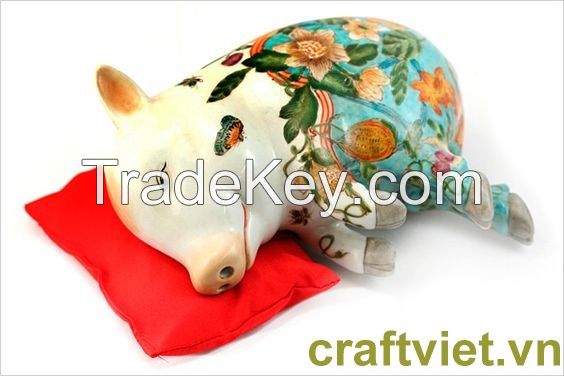 Lucky pig( Sleeping ceramic pig)