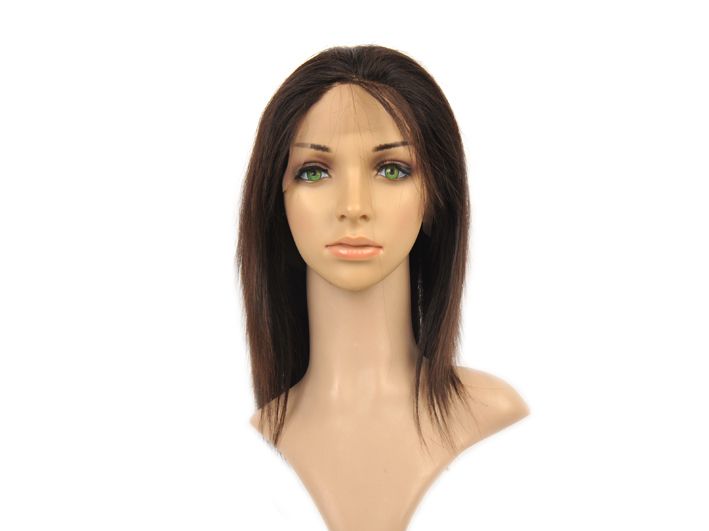 Indian remy hair front lace wig straight,10",12",14",16",18",20", natural black color