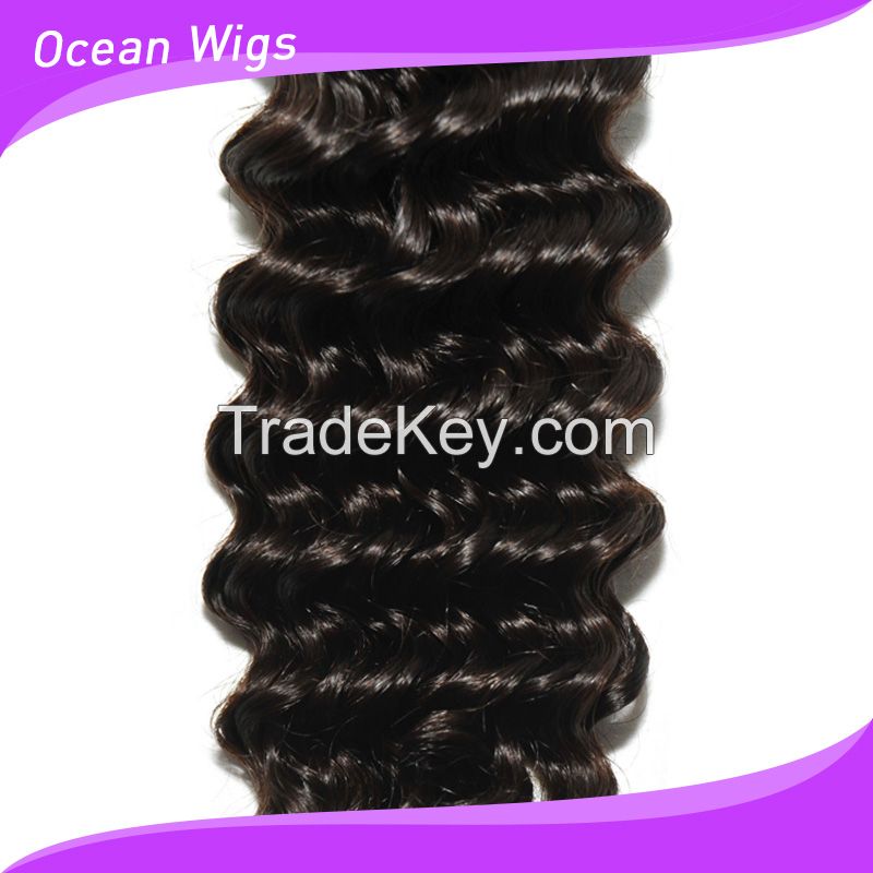 Brazilian Virgin remy hair weft 6A deep wave natural color 12"-22"