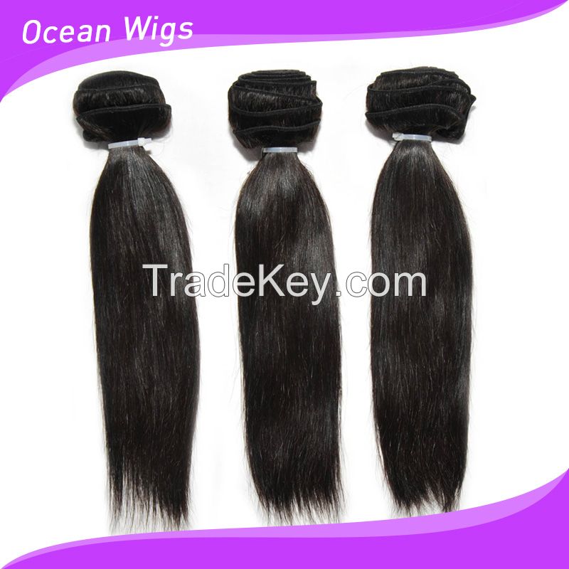 6A Brazilian Virgin Remy Hair Extensions Straight 10"-36" Natural Black Color Dyeable Tangle Free No Shedding