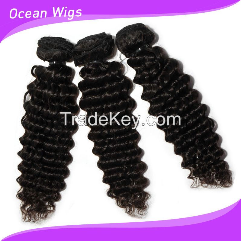 Brazilian Virgin remy hair weft 6A deep wave natural color 12"-22"