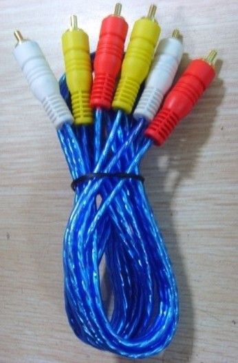 3RCA to 3RCA Blue Transparent Cable