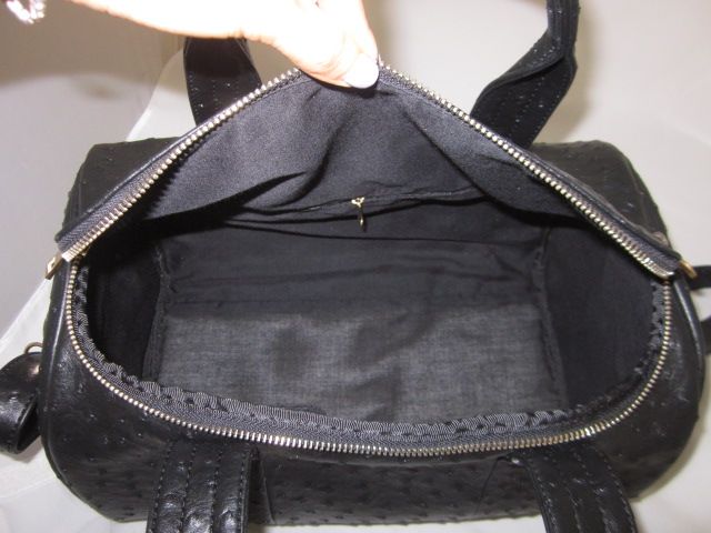 double-zip pullers ostrich embossed PU satchel