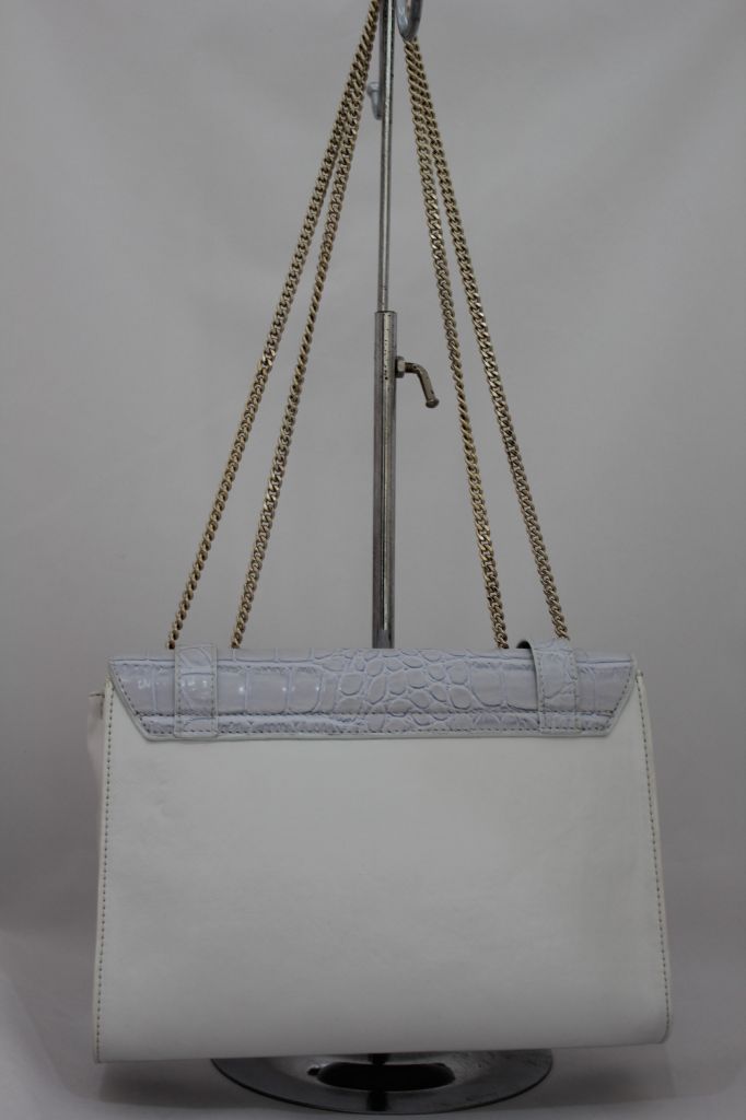 Croco embossed PU flap Chain-Strap Shoulder Bag