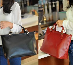 women's handbag genuine leather tote bag fashion handbag with buckle straps